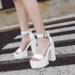 Gdgydh Drop Shipping White Summer Sandal Shoes for Women 2017 New Arrival Thick Heels Sandals Platform Causel Russian Shoes