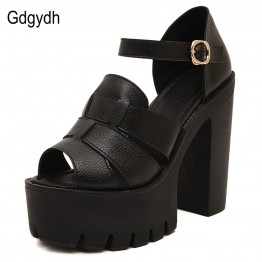 Gdgydh Fashion 2017 new summer wedges platform sandals women Black and White open toe high heels female shoes Free shipping