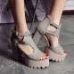 Gdgydh Hot Sale 2017 New Brand High Heels Sandals Summer Platform Sandals for Women Fashion Buckle Thick Heels Shoes Big Size 42
