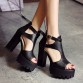 Gdgydh Hot Sale 2017 New Brand High Heels Sandals Summer Platform Sandals for Women Fashion Buckle Thick Heels Shoes Big Size 4232660620437