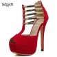 Gdgydh Wholesale 2017 summer fashion high-heeled shoes women metal decoration thin heels open toe high heels Shoes Pumps Red