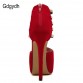 Gdgydh Wholesale 2017 summer fashion high-heeled shoes women metal decoration thin heels open toe high heels Shoes Pumps Red32283639429