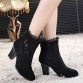 Genuine leather female spring and autumn boots high-heeled shoes net boots lace women&#39;s shoes32613567850
