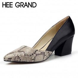 HEE GRAND Serpentine High Heels Sexy Patchwork Elegant Pumps Low Heels Platform Women Casual Shoes Slip On Shoes Woman WXG213