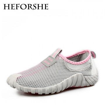 HEFORSHE Women Slip-On Casual Shoes Size 35-40 Women&#39;s 2017 Spring Breathable Air Mesh Solid Lazy Loafers Female Flats WXD09332782421007