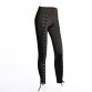 HEYounGIRL 2017 Summer Black Rivet Pencil Pants Long Solid Black Hollow Out Hole Bottoms Women Casual Streetwear Capris Trousers