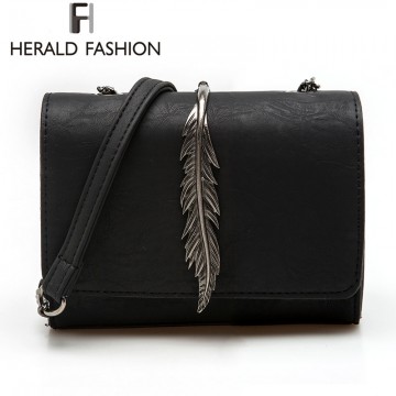 Herald Fashion Leaves Decorated Mini Flap Bag Suede PU Leather Small Women Shoulder Bag Chain Messenger Bag Autumn New Arrival32727907916