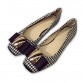High Quality Classic Plaid Shoes Women Flats Fashion Bowknot Metal Women&#39;s Flats Luxury Brand Ladies Boat Shoes Plus Size ZH68732702078065