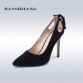High heels shoes woman 2017 Genuine suede leather women Pumps Thin Spike Heel Pointed Toe Spring Free shippinng BASSIRIANA