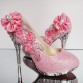 Hot sale 2017 women's high heels wedding shoes silver rhinestone sweet flower bridal shoes 10cm heel height