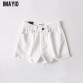 Imayio Jean Shorts white Denim shorts women summer casual hole tassel female Vintage womens workout shorts high waist Bottoms