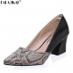 LALA IKAI Plus 10 11 Size Snakeskin Pattern Women Pumps Sexy Pointed Toe High Heels Shoes Woman Zapatos Mujer Tacon XWC0486-5