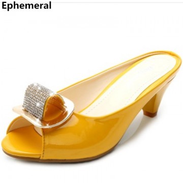 Lady Plus size (4-12)Cheap fashion Luxury Diamond Spike Heel Peep toe Single high heels Summer Beach shoes women pumps Sandalias32624516507