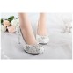 Low high heels bridal wedding shoes white rhinestones lace wedding pumps shoe for spring summer bridesmaid shoes XNA 242