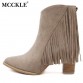 MCCKLE Woman Tassels Casual Ankle Boots Ladies Fashion Shoes Leather Pointed Toe High Heels Women&#39;s Fringed Boots Zapatos Mujer32601738412