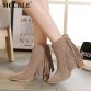 MCCKLE Woman Tassels Casual Ankle Boots Ladies Fashion Shoes Leather Pointed Toe High Heels Women&#39;s Fringed Boots Zapatos Mujer32601738412