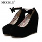 MCCKLE  Women Fashion Buckle Ladies Shoes Wedges High Heels Platform black casual bowtie Pumps tenis feminino sapato feminino32788278473