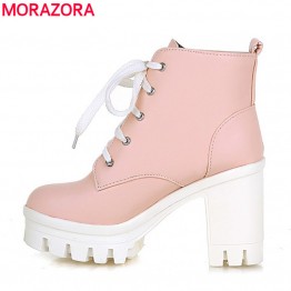 MORAZORA 2017 New Fashion sexy women's ankle boots high heels Punk platform Women winter autumn boots ladies shoes