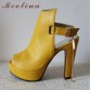 Meotina Shoes Women High Heels Pumps Spring Peep Toe Gladiator Shoes Female Chains Sequined High Heels Platform Shoes Yellow 4332328685735