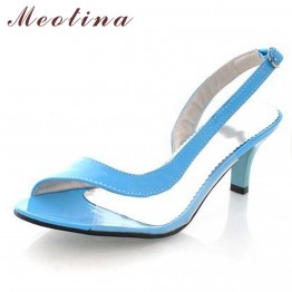 Meotina Shoes Women Sandals Summer Ladies Sandals Transparent Neon Low Heels Designer shoes High Heels Yellow Big size 11 12 46