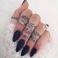 Midi Rings Set for Women 2017 New Fashion  Boho Chic Moon Flowers Rose Antique Silver Plated Jewelry Accessories 11pcs/set 