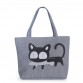 Miyahouse Women Canvas Handbag Character Cat Printed Shoulder Handbag Female Large Capacity Ladies Beach Bag Women Canvas Tote