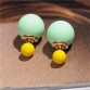 Modyle 2017 New High Quality Double Faced Stud Earrings for Women 19 Candy Colors Mix Women Korea Rubber Fashion Jewelry