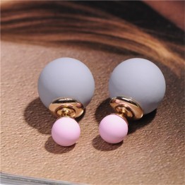 Modyle 2017 New High Quality Double Faced Stud Earrings for Women 19 Candy Colors Mix Women Korea Rubber Fashion Jewelry