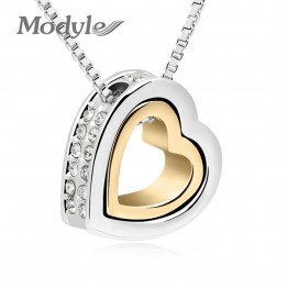 Modyle Brand Gold-Color Austrian Crystal Luxury Brand Heart Necklaces & Pendants Fashion Jewelry for Women 2017