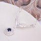 N498 2017 hot 925 sterling silver jewelry necklace leafage round blue stone crystal pendant necklaces chain for women choker