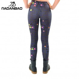 NADANBAO Black Milk New Maze Print Pacman Women Leggings Skinny Long leggins women pant