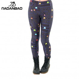 NADANBAO Black Milk New Maze Print Pacman Women Leggings Skinny Long leggins women pant