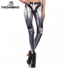 NADANBAO New Women leggings 3D Printed Iron METAL Armour legins Robot leggins pant legging for Woman 2017 cool legins