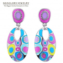 Neoglory Enamel Colorful Ethnic Bohemian Chandelier Long Round Earrings for Women Fashion Big India Jewelry Vintage 2017 ENA1