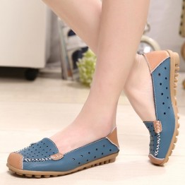 New 2015 hot sale spring Women genuine leather flats soft leather shoes women's round toe flexible  ballet loafer