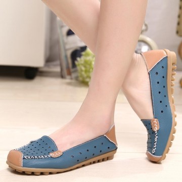 New 2015 hot sale spring Women genuine leather flats soft leather shoes women&#39;s round toe flexible  ballet loafer32370933769