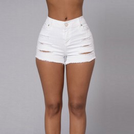New 2016 Summer Women Shorts Sexy Ripped Hole Denim Shorts High Waist Ripped Shorts Soft Bottom Plus Size Casual White Shorts