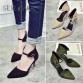 New 2017 Concise Sexy Nude Suede High Heels Sandals Women Sequined Ankle Strap Summer Dress Shoes Sandals32800510519