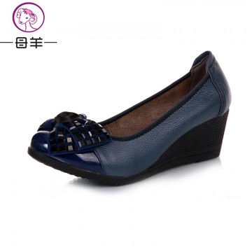 New Fashion High Heels Women Genuine Leather Single Casual Shoes Woman Wedges Comfortable Women Pumps1686515415