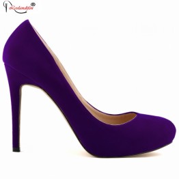New Sexy Women Pumps Princess Elegant Thin Heel Shoes Spring Womens High Heels Platform Round Toe Purple Shoes Smynlk-0005j