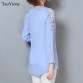 New Women Blouse Femininas 2016 Long Sleeve Blouse Shirt Women V-Neck Floral Lace Sexy Casual Linen Shirts Plus Size Lady Shirt32715560885