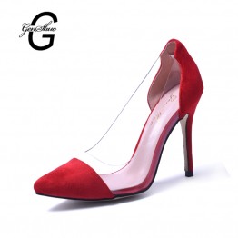 New Women High Heel Shoes Red Vintage Style Woman Shoes High Heels Black Clear Sexy Wedding Designer Shoes Stiletto Pumps 2017