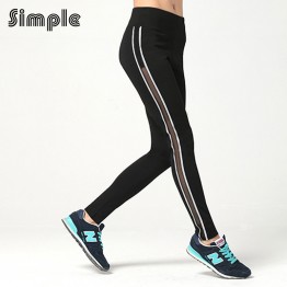 New Yoga Pants Women Stripe Reflective Breathable Mesh leggins sport women fitness running tights athletic leggings active wear