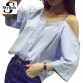 Off Shoulder Women Blouse Shirt Summer New Fashion Korean Style 2016 Sweet Slash Neck Tops Stripe Sexy Shirts Ladies Clothing32697787617