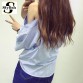 Off Shoulder Women Blouse Shirt Summer New Fashion Korean Style 2016 Sweet Slash Neck Tops Stripe Sexy Shirts Ladies Clothing