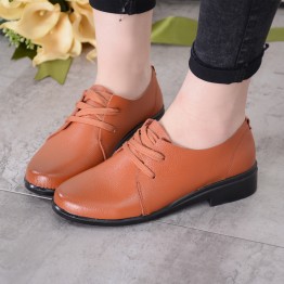 Oxford New Women's Shoes Flats Woman Mulher Sapatos Female Casual Lace-Up Ruuber Soild Plain Genuine Leather Round Toe DNF3005