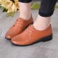 Oxford New Women&#39;s Shoes Flats Woman Mulher Sapatos Female Casual Lace-Up Ruuber Soild Plain Genuine Leather Round Toe DNF300532735422611