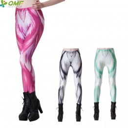 Pink Human Muscle Ladies Sports Leggins Green Elastic High Waist Fitness Sports Trousers Blue Stretchy Running Slim Tights Sexy