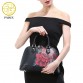 Pmsix Autumn And Winter New Women Leather Bag Flower Printing Black Fashion Shell bag Retro Tote Bag Designer Handbag P12008732787267684