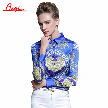 Qiqi Women&#39;s Blouses Loose Elegant Long Sleeve Chiffon Blouse Tops Casual Vintage Printing Shirt Plus Size Women Clothing Blusas32732546756